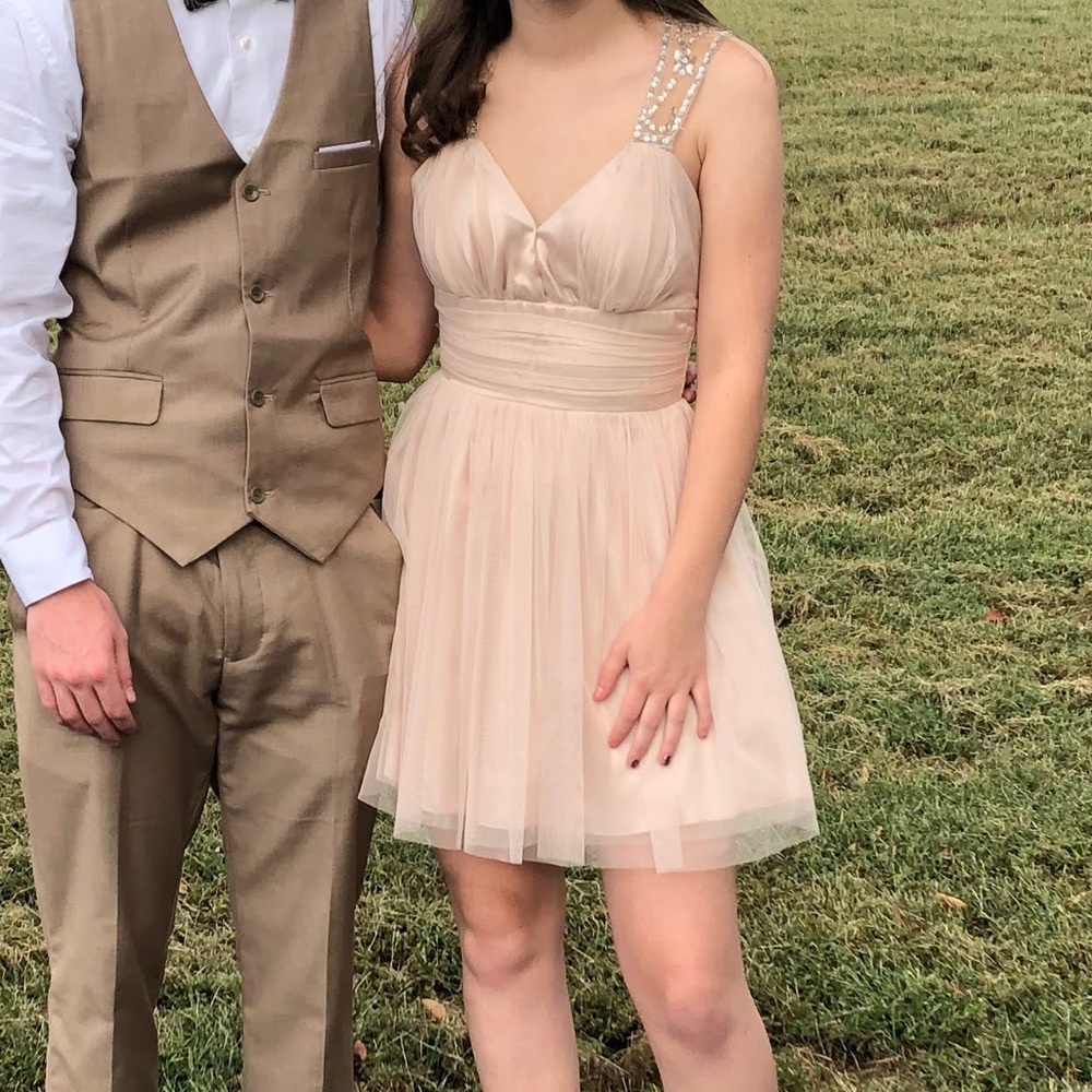 Camille La Vie Thrifted Pale Peach Homecoming Dress